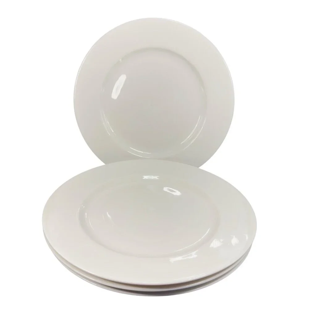 Pier 1 New Essentials Classic Coupe White‎ Porcelain 11inch Plate Dish Set 4 VTG
